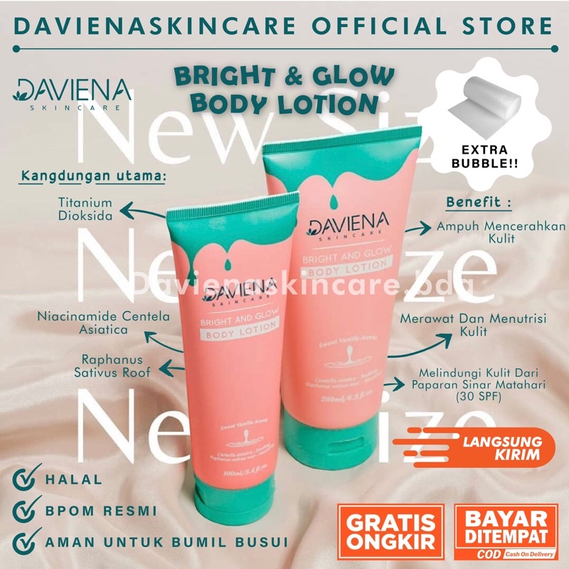 NEW 100ML BRIGHT &amp; GLOW BODY LOTION DAVIENASKINCARE