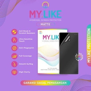 Anti Gores Hydrogel Semua Tipe HP Full Screen Frosted Matte - No Tempered Glass - MYLIKE Vivo X50 X60 5G Pro S1 Pro Y50 Y11 Y12 Y11s Y15 Y17 Y19 Y20 Y20s Y30 Y30i Y51 Y51a Y53 Y71 Y81 Y83 Y91c Y93  Y95 V21 5G V20 SE V19 V17 Pro V15 Pro V9 Z1 Pro V7