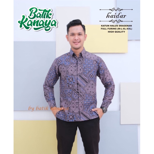 HAIDAR Batik Pria Lengan Panjang Berlapis FURING bahan katun halus PREMIUM