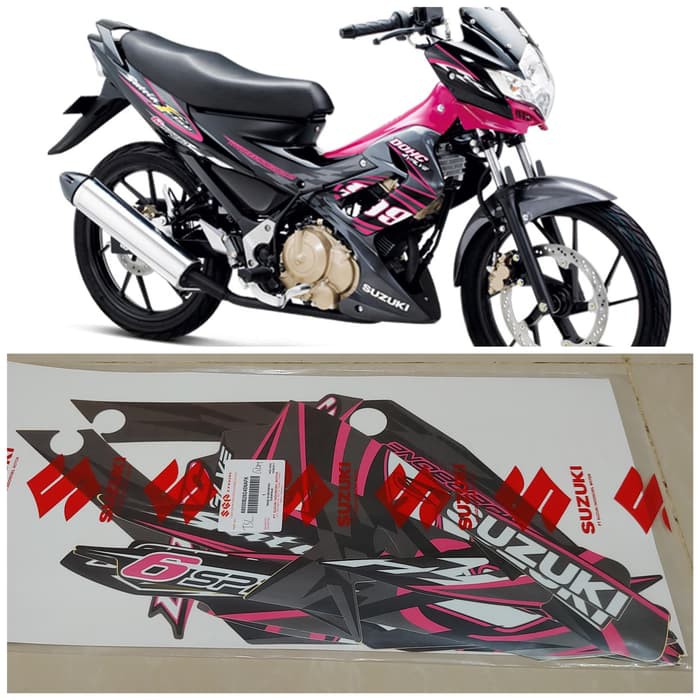 Striping Satria Fu 2012 Hitam Pink Original SGP