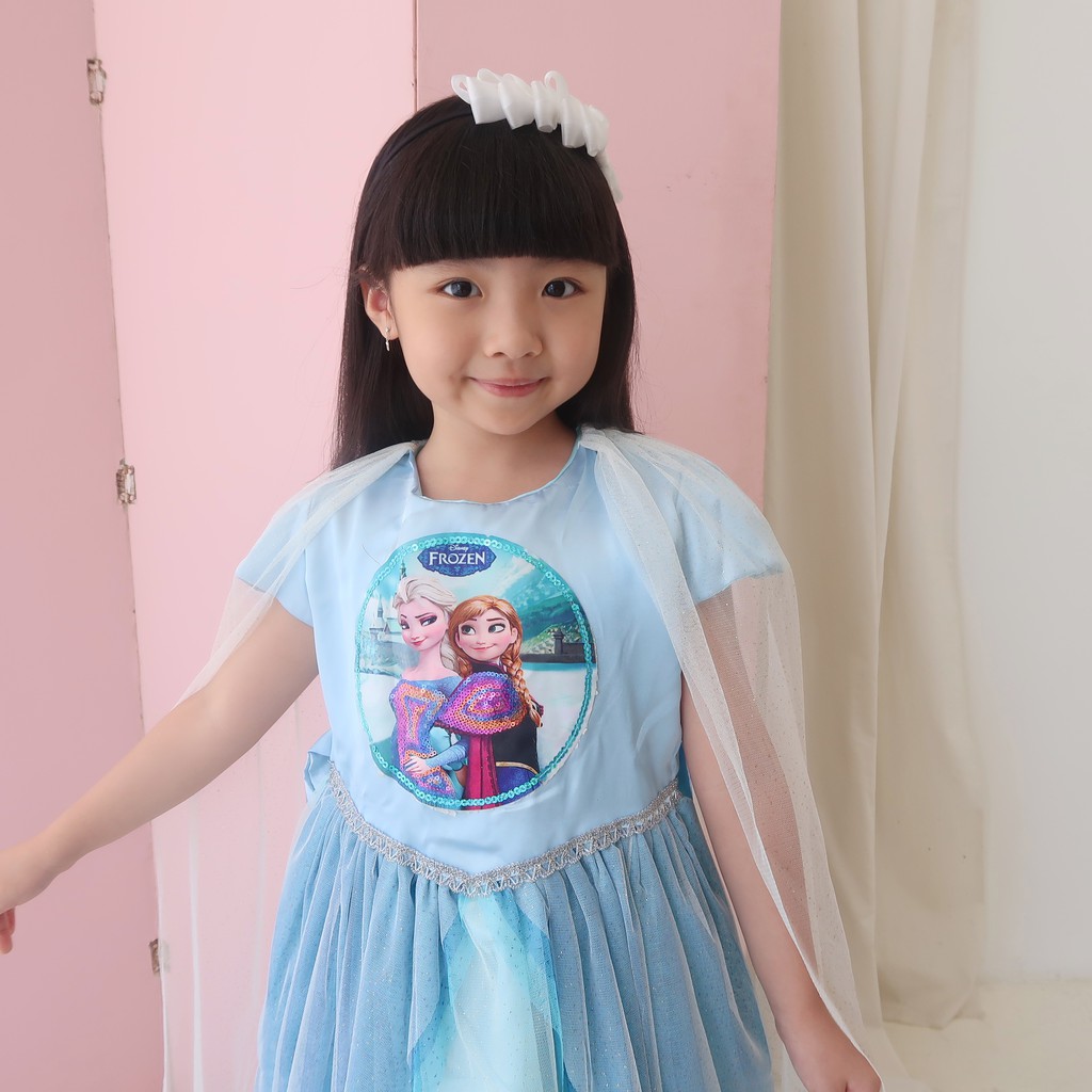 Gaun SNOWY FROZEN uk 3-4 Tahun / Baju Pesta Ulang Tahun Kostum Princess Elsa Premium Dress