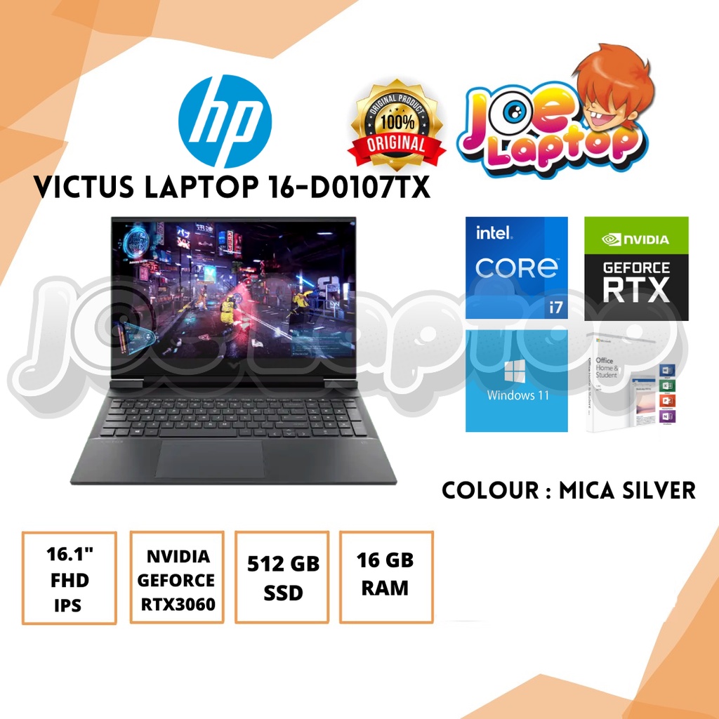 hp victus laptop 16 d0107tx mica silver i7 11800h win11