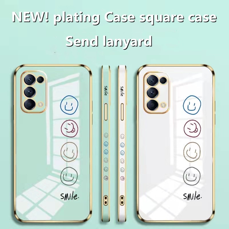 Smiley Face Case For VIVO Y20i Y12S Y50 Y30 Y11 Y19 S1 PRO Y93 Y91C Y12 Y15 Y17 Y20S Y20 Y30i Luxury Cartoon Soft electroplate Lanyard cover couple
