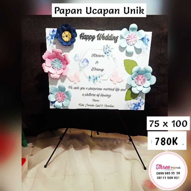 bunga papan kertas ucapan / bunga papan ucapan / bunga papan ucapan wedding / bunga papan opening