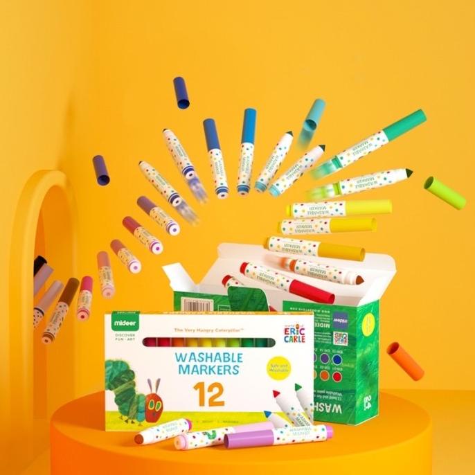 

Washable Markers/Spidol 12 Warna - Mideer X Eric Carle