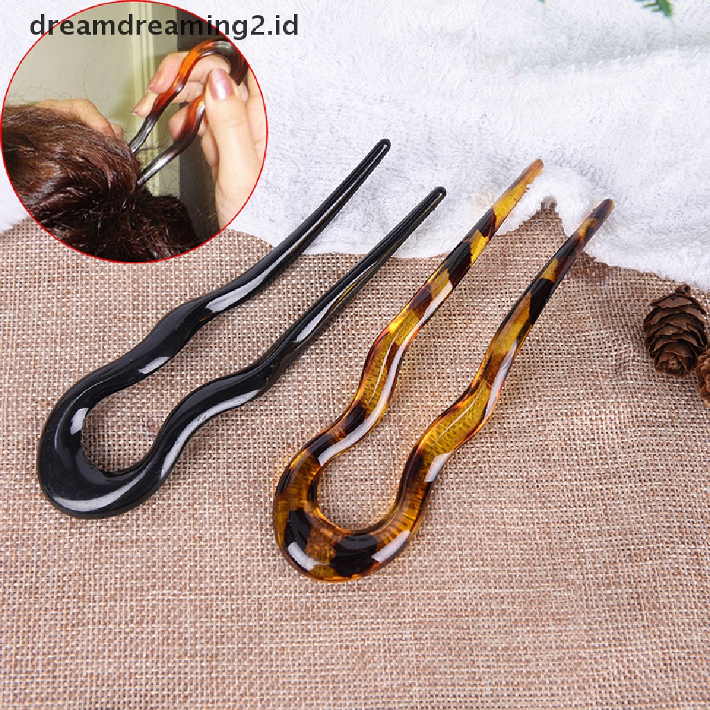 Pin Stick Rambut Tradisional Bentuk U Bahan Resin Gaya Retro Untuk Wanita