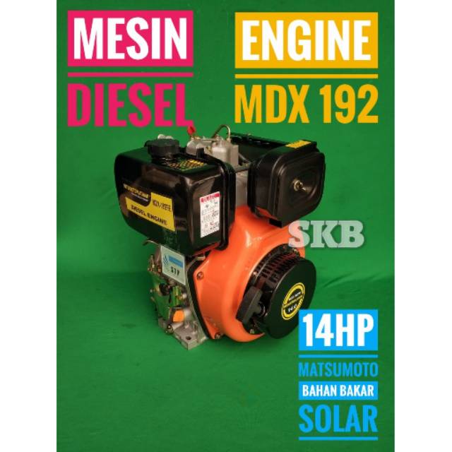 Mesin diesel engine MDX 192FE Matsumoto 14hp stater