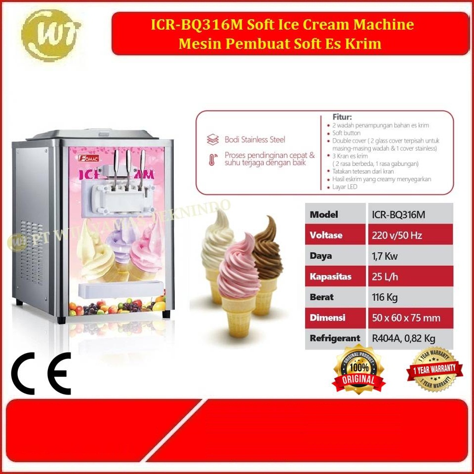 ICR-BQ316M Soft Ice Cream Machine – Mesin Pembuat Soft Es Krim