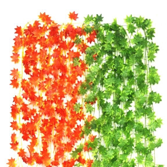 2,3 meter, 1,1 meter Daun Rambat BESAR 6-8 cm Kain Artificial Leaf Anggur Ivy Maple Bulat Semangka H