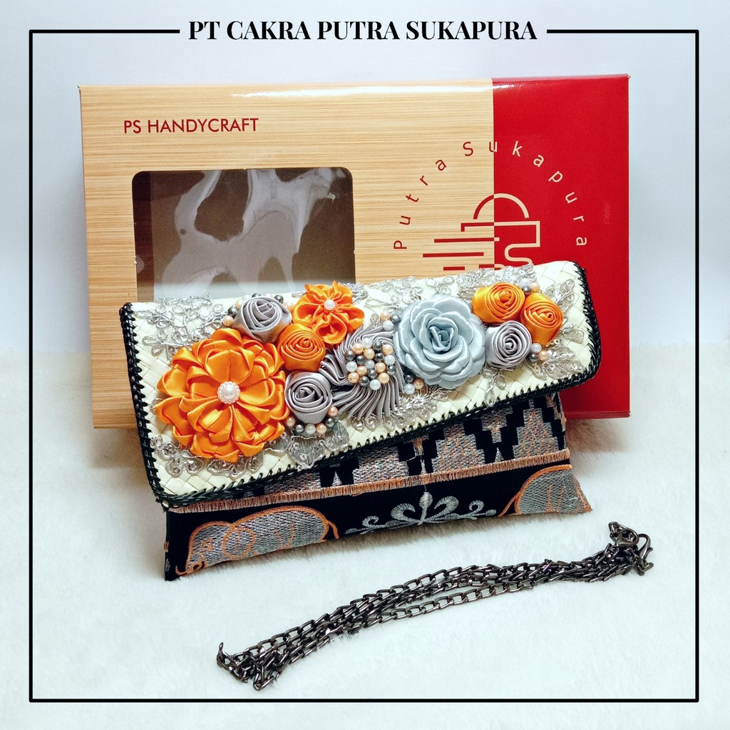 Putra Sukapura Clutch Pesta Tas Cantik Wanita Tapis Bordir MRG Silver