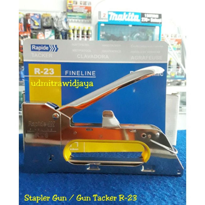 

Stapler Gun Tembak Staples Hekter Gun Tacker Rapide Ergonomic R23 (Pengerjaan Sofa, Jok Motor,Kursi)