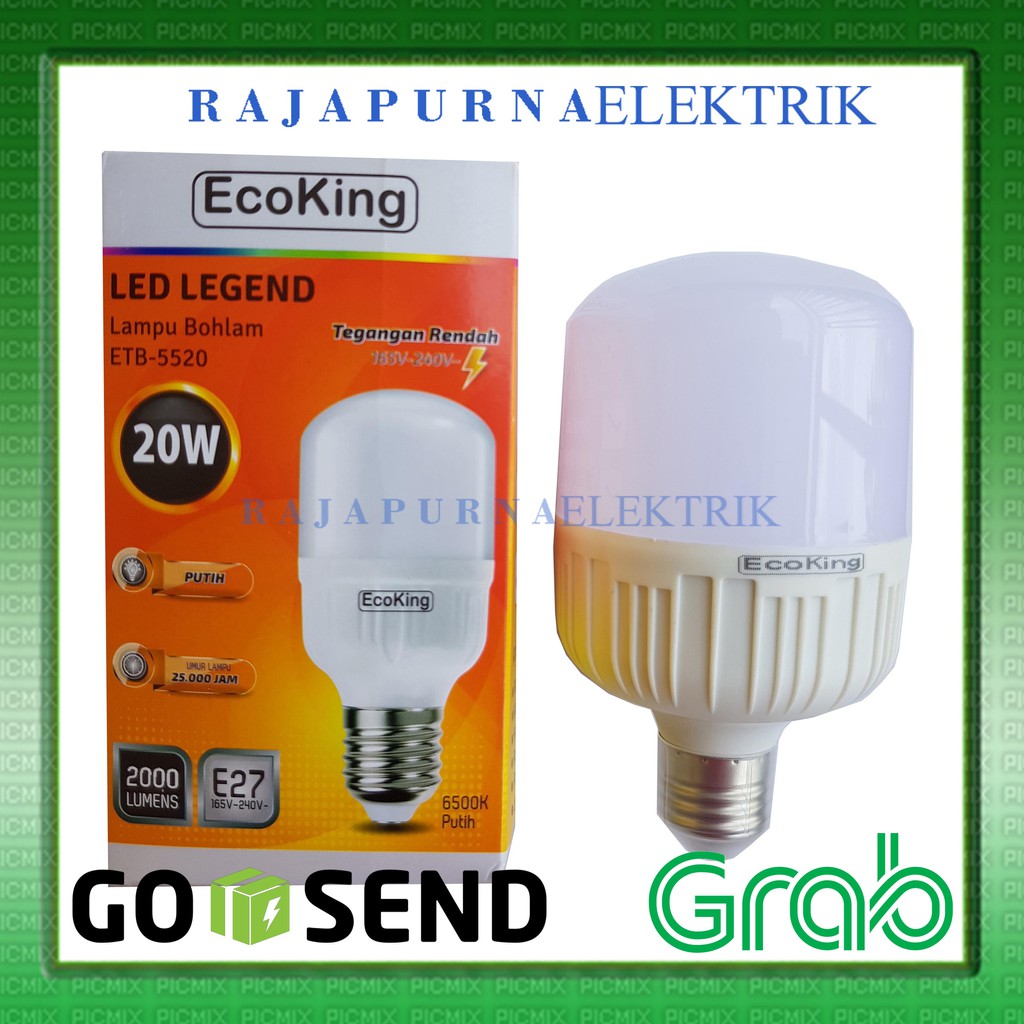 Lampu LED EcoKing 20W - LED JUMBO super terang 20 Watt