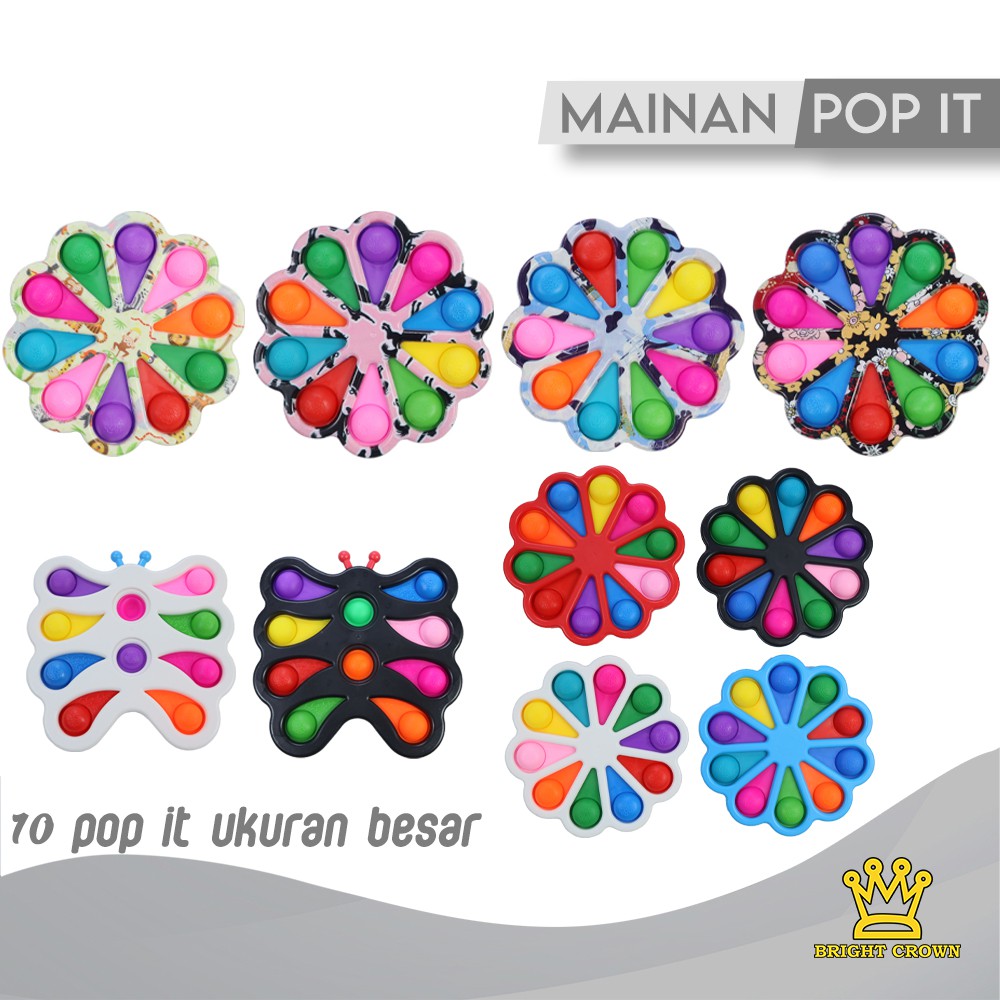 Bright Crown Mainan Fidget Push Pop It Bubble Stress Relief Kids Pop It Mainan Kekinian-3