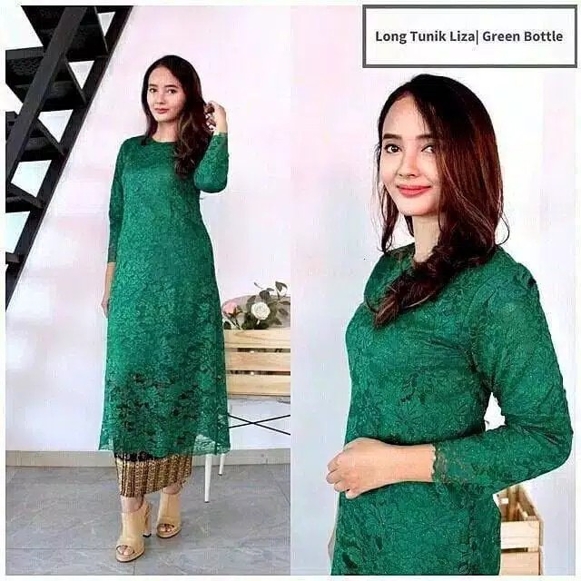 ￼ATASAN TUNIK/KEBAYA TUNIK/KEBAYA BROKAT/KEBAYAMODERN/KEBAYA WANITA/BAJU WANITA/PAKAIN WANITA hijau