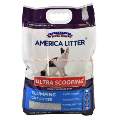 Americalitter Ultra Scooping 10L Clumping Cat Litter Pasir Kucing BAB Daya Serap Tinggi America Litter Strong Odor Lock 10 Liter