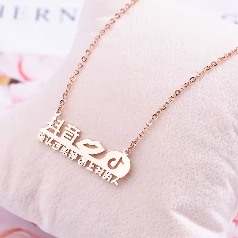 COD! kalung titanium wanita model judul lagu anti karat import