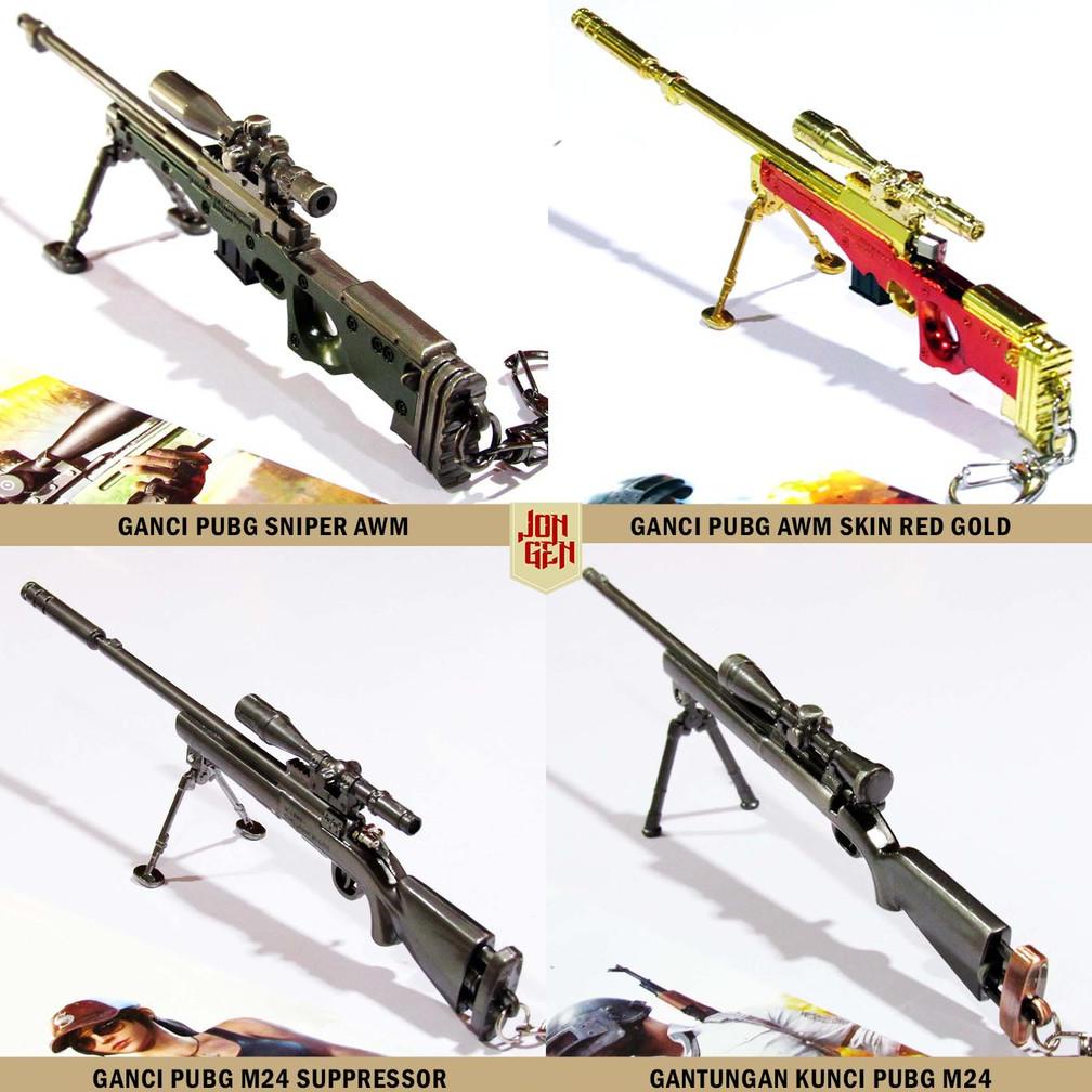 Gantungan Kunci Miniatur Pubg 18Cm Sniper Awm M24 Suppressor Kar98K Akm