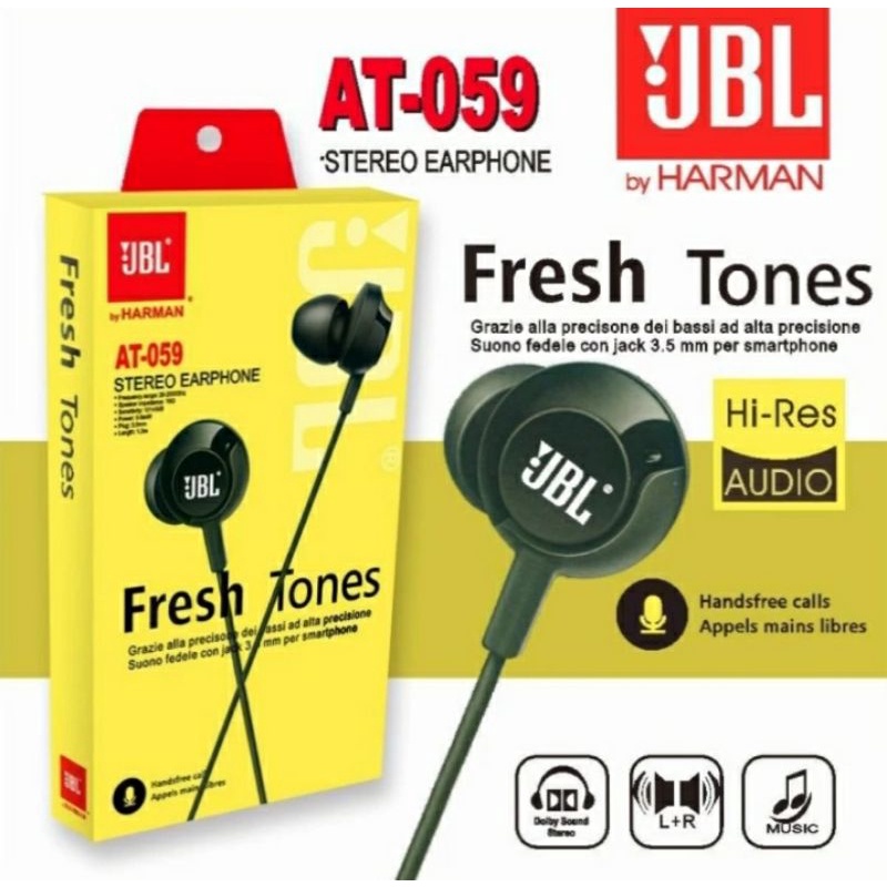HEADSET JBL AT-059 Stereo Earphone Hansfree Fresh Tones Extra Bass HF AT 059