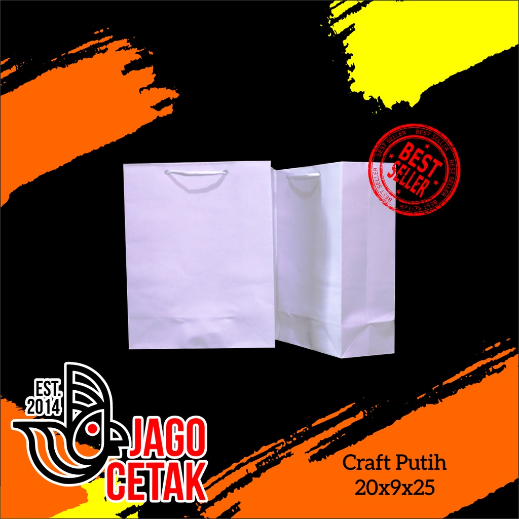 

Harga perlusin (12biji) PUTIH 20x9x25 craft PUTIH PxLxT, mate, paper bag, paperbag