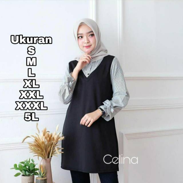 Celina Blouse Atasan Big Size Ukuran Size S M L XL 2XL 3XL 4XL XXL XXXL  XXXXL 2L 3L 4L 5L  Atasan Blouse Wanita Jumbo Atasan Big Size Kemeja Kerja Korea Over Size