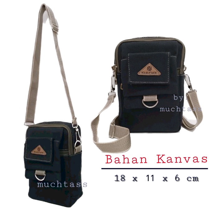 Tas Selempang Kanvas Tas Kanvas Pria Sling Bag Tas Bahan Kanvas Travel Pouch Tas Selempang Pria Tas Hp Sling Phone Tas Terbaru Tas Kekinian Tas Hangout Tas Kecil