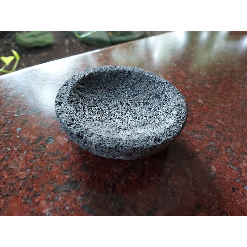 Cobek kecil batu asli tempat sambal, piring sambal, mangkok sambal ( 8,5 cm - 9 cm )