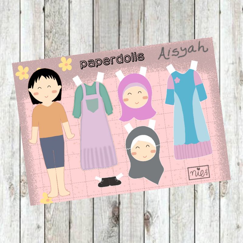 bongkar pasang paperdolls paper doll orang orangan bepe bepean boneka anak muslimah playing dresscod