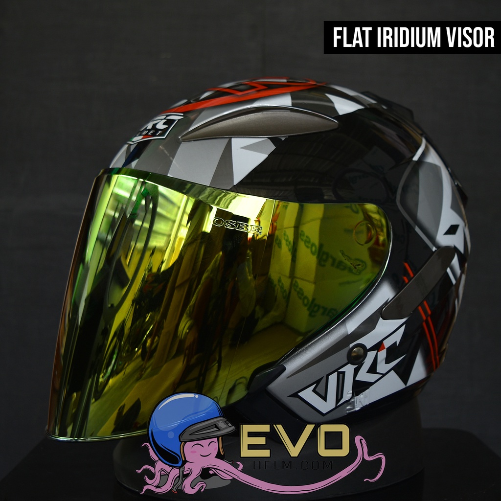 HELM CENTRO VRC MOTIF ORIGINAL FREE VISOR IRIDIUM - ORIGINAL HELM VRC PAKET GANTENG CENTRO-42 RED