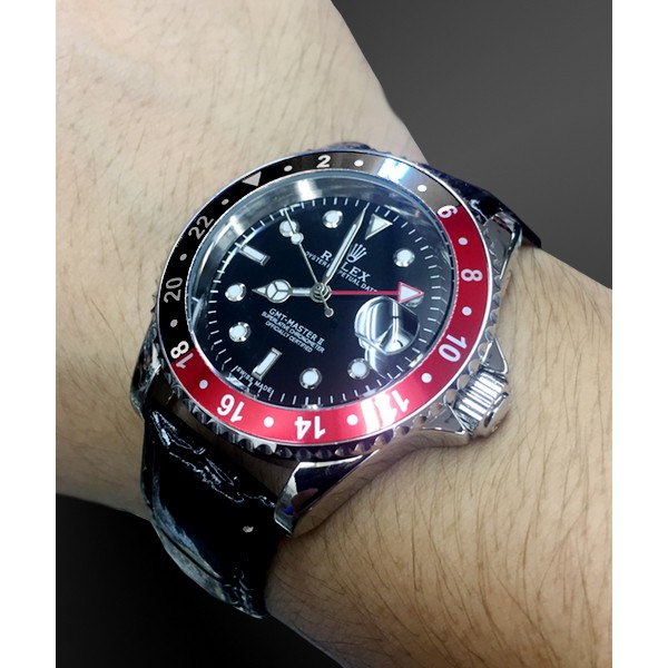 Rolex GMT Master Kulit Silver