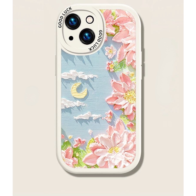 Case Tiga Dimensi Desain Awan Bunga Bulan Untuk iPhone 12 13 11 Pro Max X Xs Max Xr Fsd8