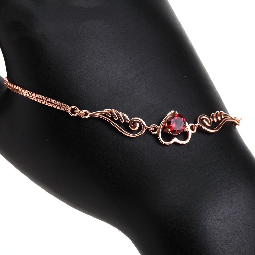 Gelang Bahan Stainless Steel Warna Rose Gold Desain Kucing Dan Hati Aksen Berlian Gaya Korea Untuk Wanita