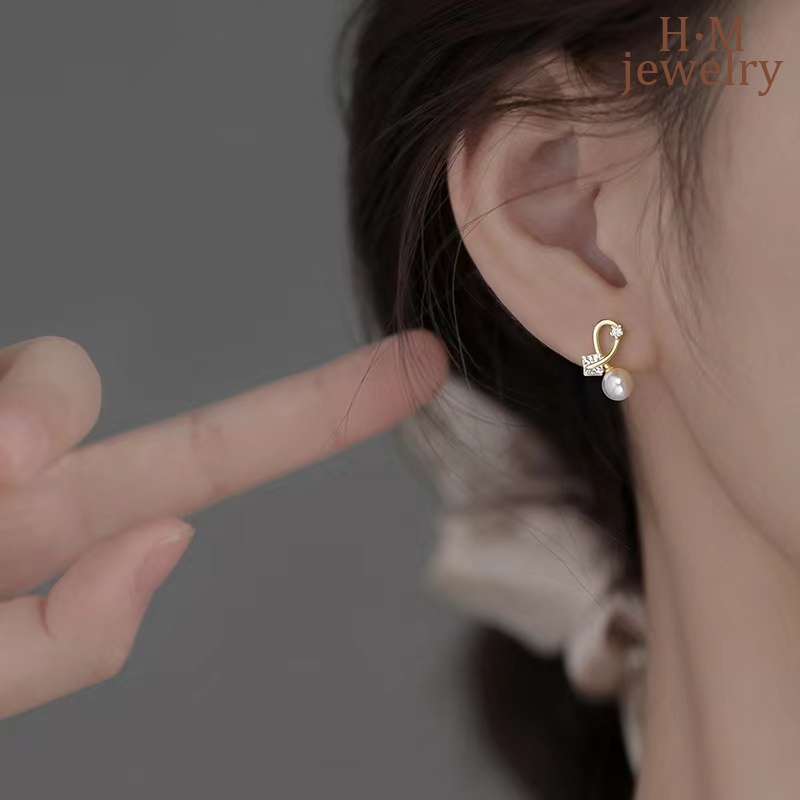 Anting Tusuk Berlian Imitasi Bentuk Kotak Hollow Untuk Wanita