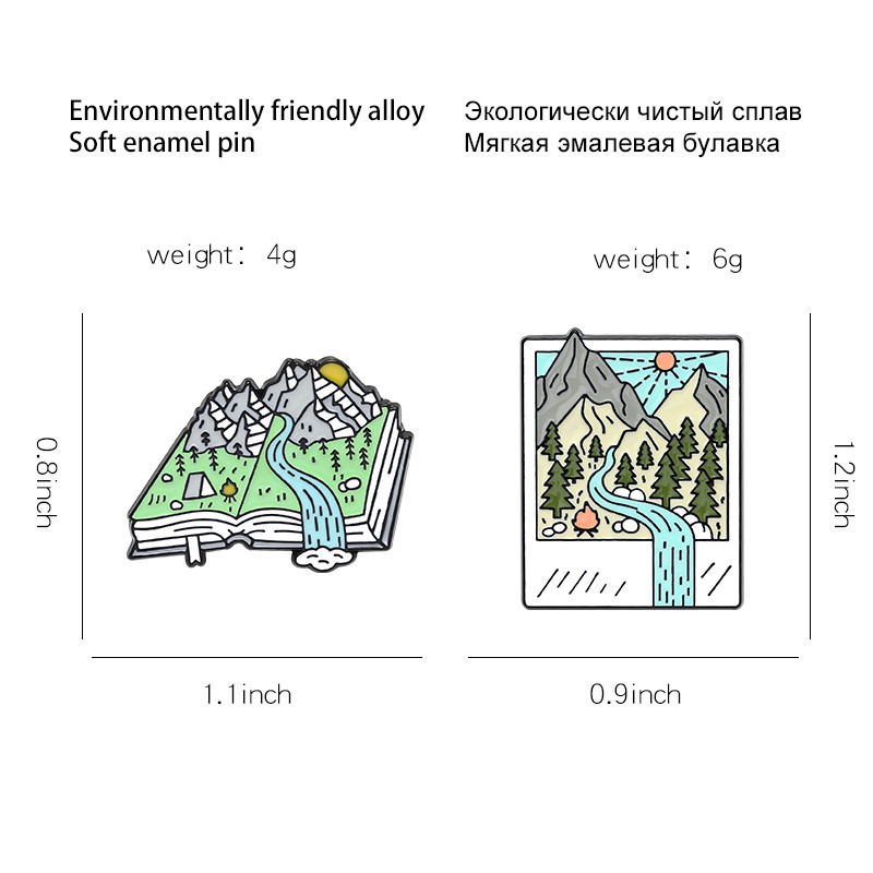 Bros Pin Desain Pemandangan Gunung Salju Hutan Matahari Alaska Untuk Aksesoris Travel