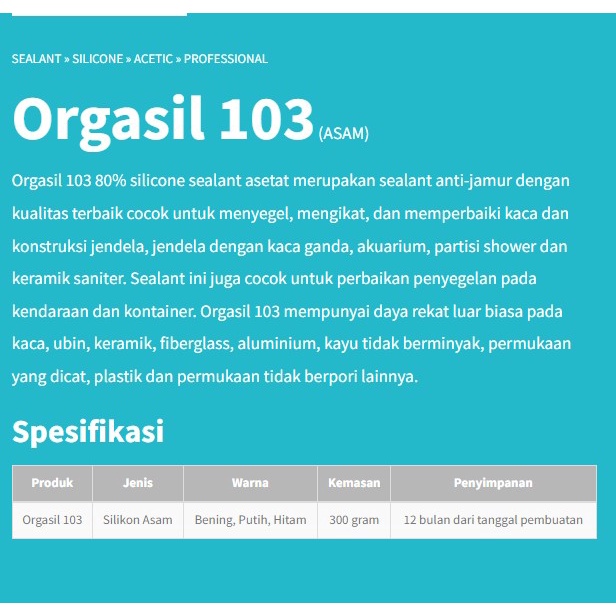 Lem Silicont Sealant OCI Orgasil 103 Lem Kaca Bisa Indoor Outdoor