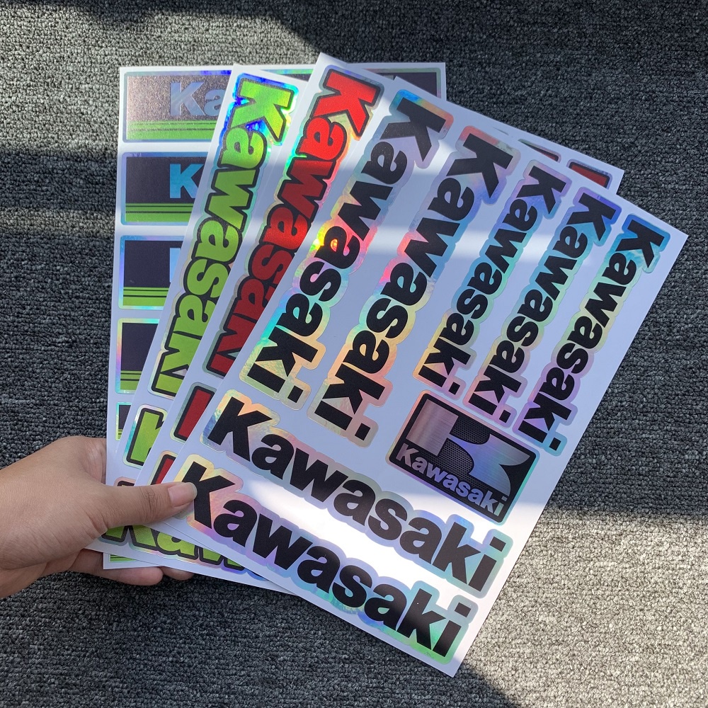 ❤READY STOCK❤ Kawasaki Reflective Sticker Laser Decal Helmet Decoration Motorcross Motorcycle Decals