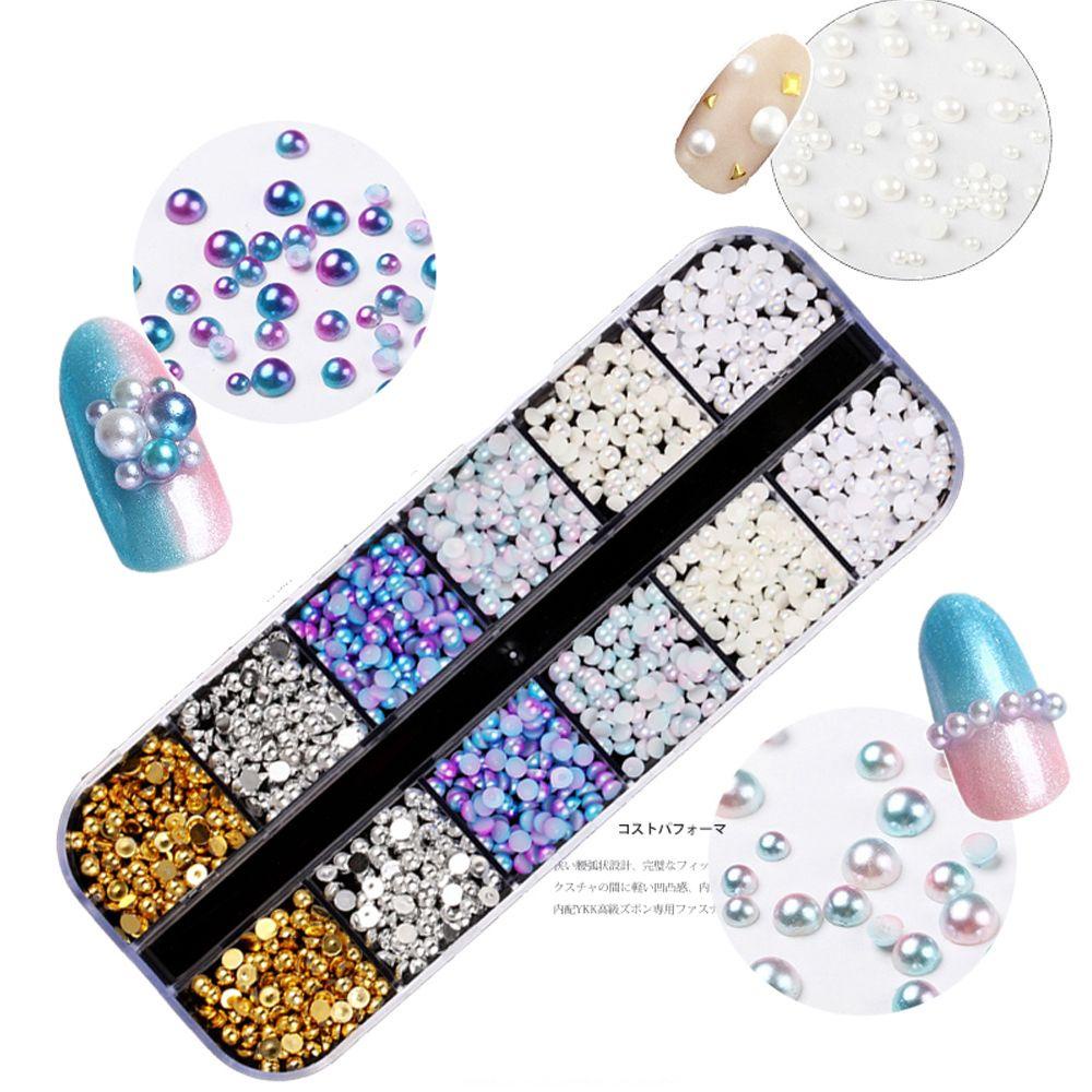 Preva Nail Art Mutiara Fashion Wanita Ukuran Campur Manik-Manik 3D