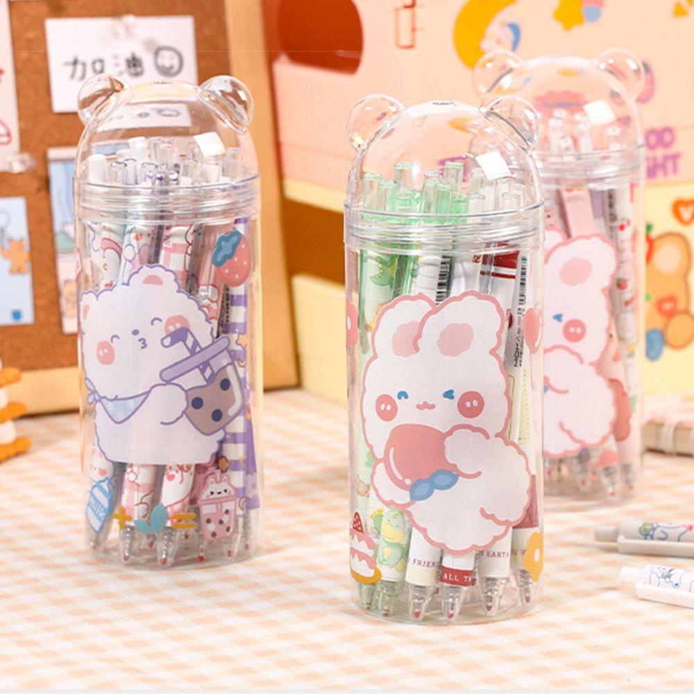 Solighter 12PCS / Set Bolpoin Gel Isi Ulang Motif Kartun Hewan Untuk Stationery Kantor