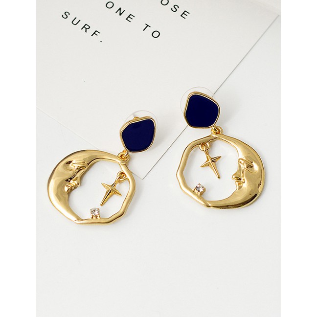 LRC Anting Tusuk Fashion Golden S925 Silver Stud Earrings D91433