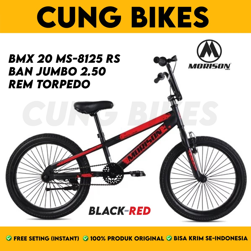 Sepeda BMX 20 Inch MORISON 8125 RS Ban besar jumbo 2.50 rem torpedo stang rotor