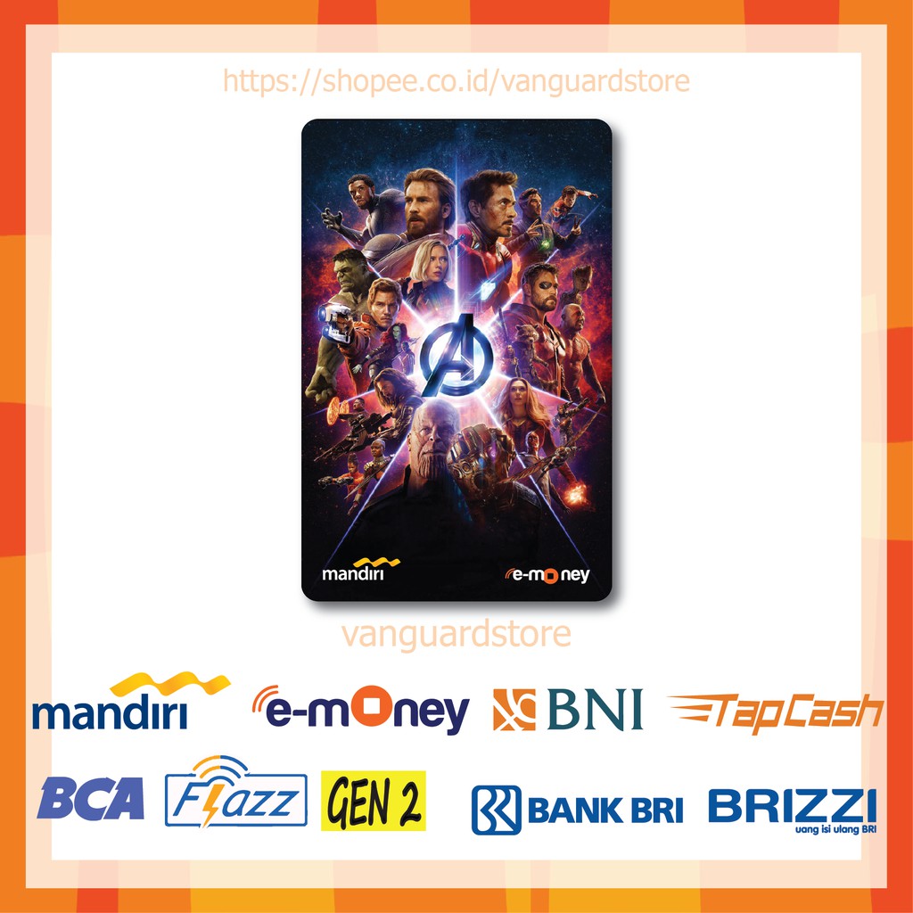 KARTU E MONEY E TOLL SUPERHERO AVENGERS ENDGAME ANIME 14 EMONEY MANDIRI FLAZZ TAPCASH BRIZZI