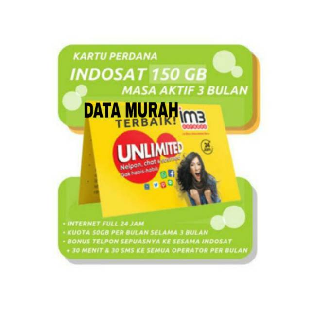 Kartu Perdana Paketan Indosat 150GB - 3 Bulan