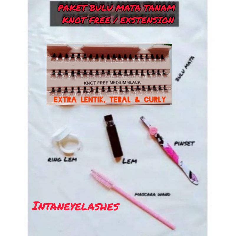 PAKET BULU MATA TANAM KNOT FREE EXTRA TEBAL DAN LENTIK CURLY / EYELASH EXSTENSION