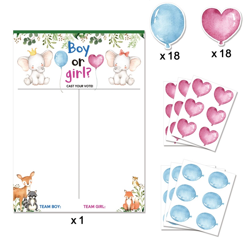 Mary Set Stiker Poster Motif Gender Secret Game Untuk Baby Shower / Anak Laki-Laki / Perempuan