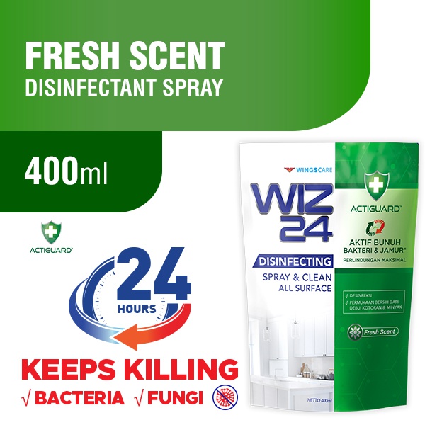 Wiz 24 Disinfectant Spray & Clean Refill Fresh Scent 400 ml