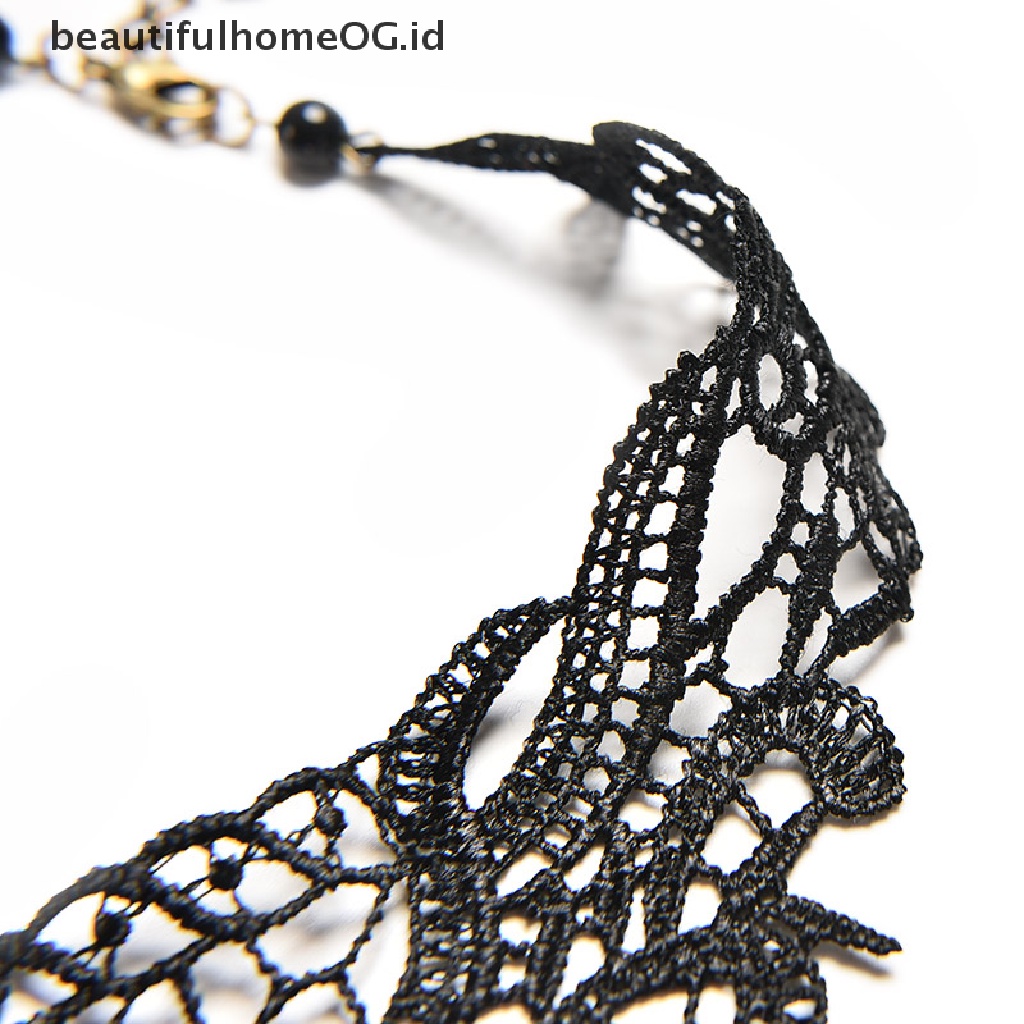 Kalung Choker Bahan Lace Warna Hitam Gaya Gothic Victorian Steampunk Untuk Hadiah