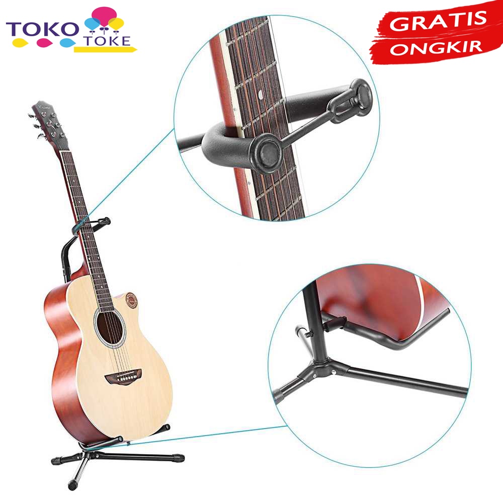 Stand Gitar Long Neck/Stand Gitar Akustik Elektrik Long Neck Adjustable Dudukan Guitar Holder-tand G