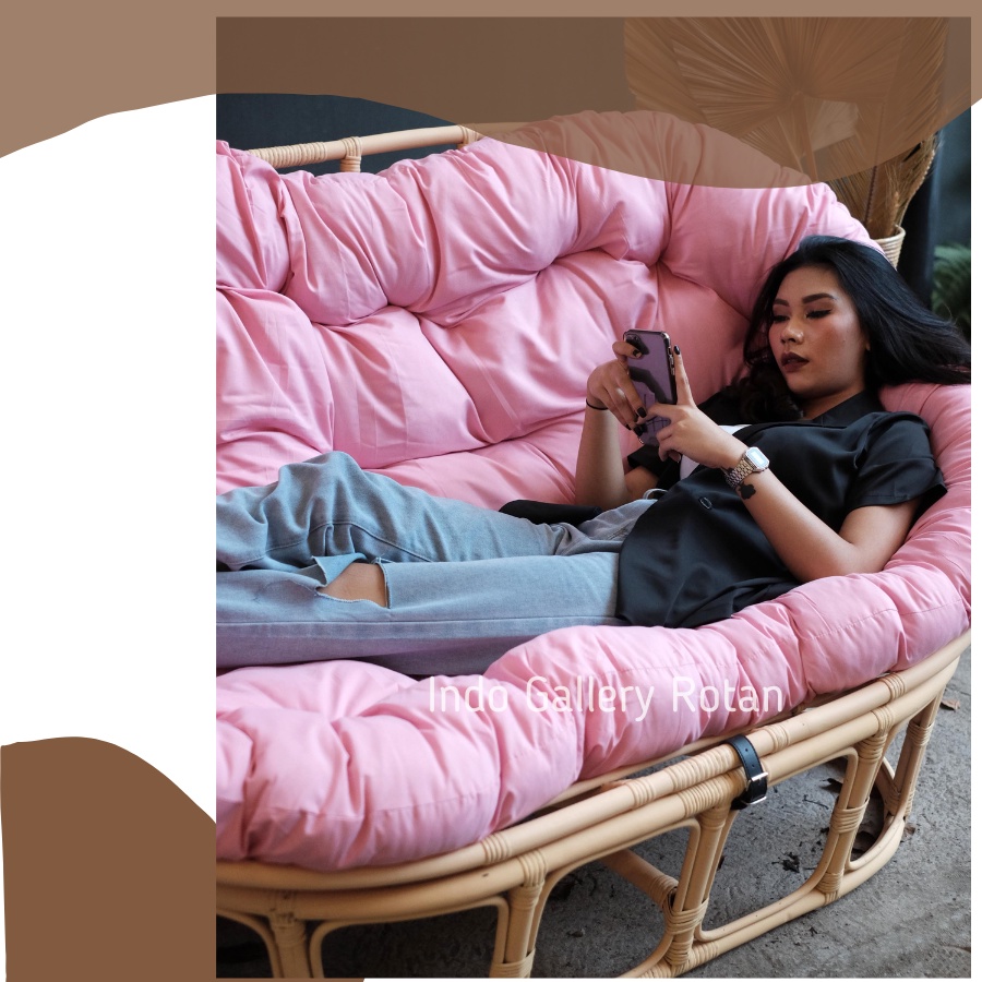 Mamasan Chair / Kursi Mamasan Jumbo Rotan Alami Warna Natural Dan Hitam