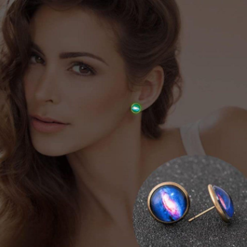 Anting Nanas Hemisphere Pesta Bentuk Bulat Hadiah Untuk Wanita Pria Ear Stud Eclipse Star