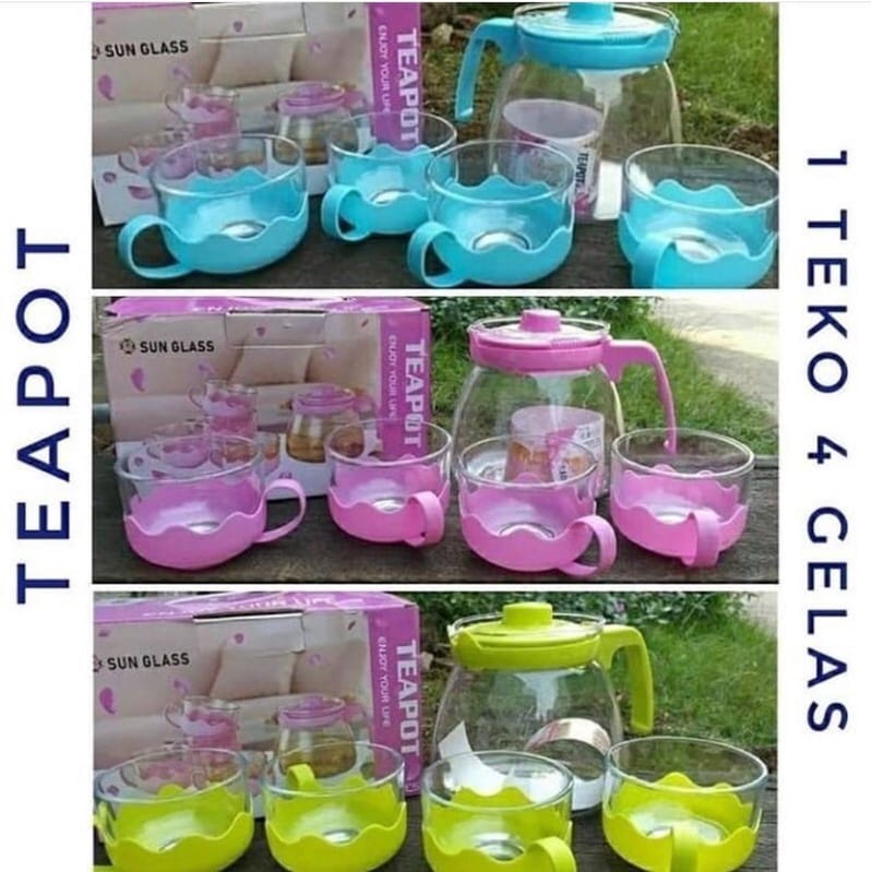 TEA POT | TEA POT KACA | TEA POT SET 5 IN 1 [ BISA COD ]