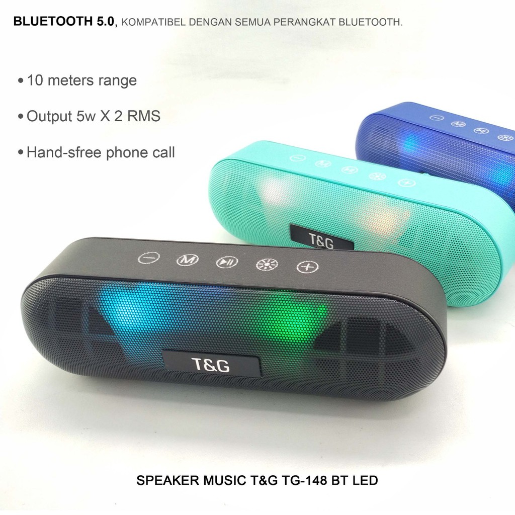 SPEAKER MINI PORTABLE BLUETOOTH T&G TG-148 BT LED